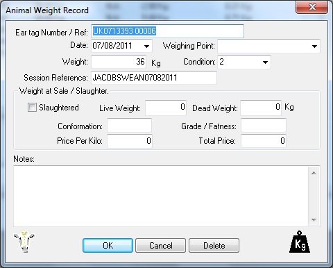 Sheep Weight Record